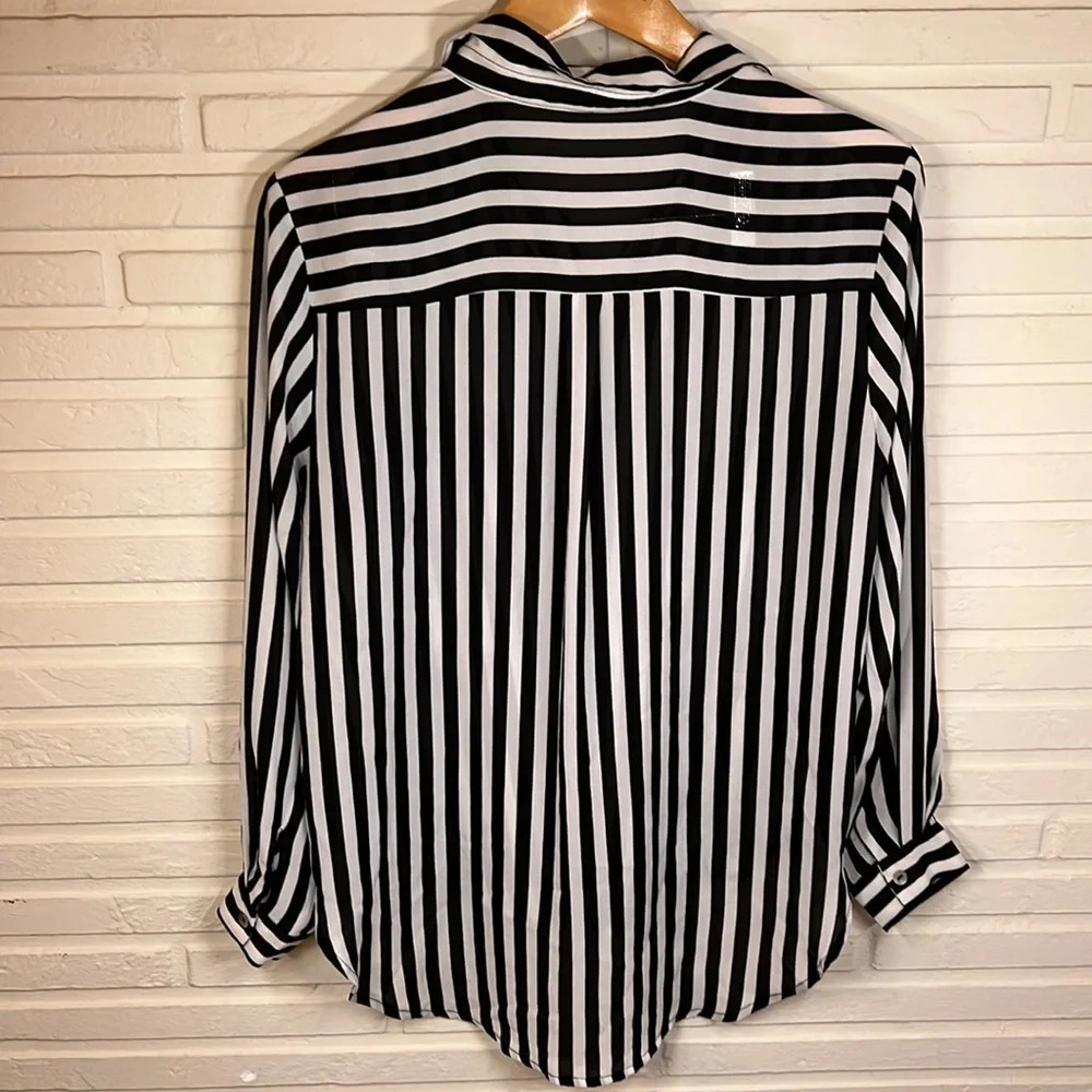Sans Souci Black and White Striped Oversized Long Sleeve Top, Women’s Size Small - Picture 6 of 7
